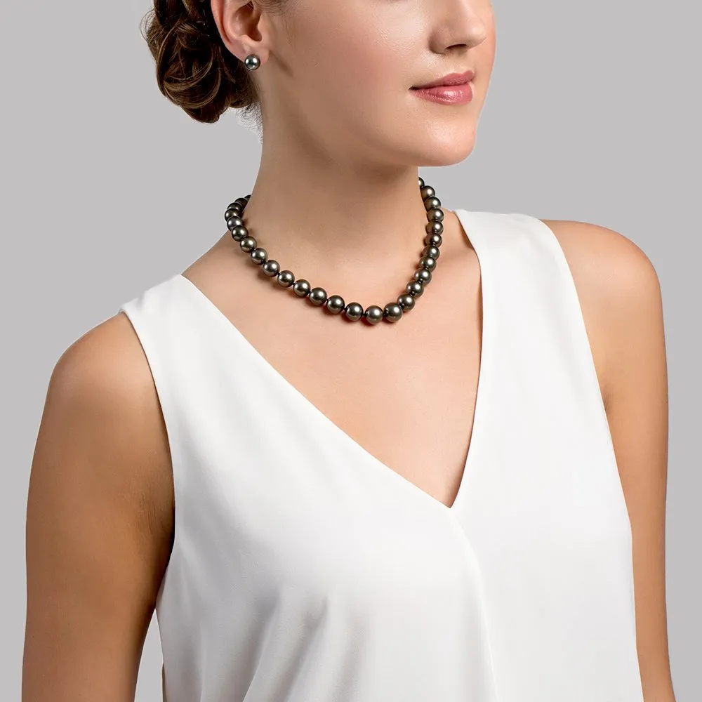 Tahitian True Round Pearl Necklace, 10.0-11.0mm - AAAA Quality