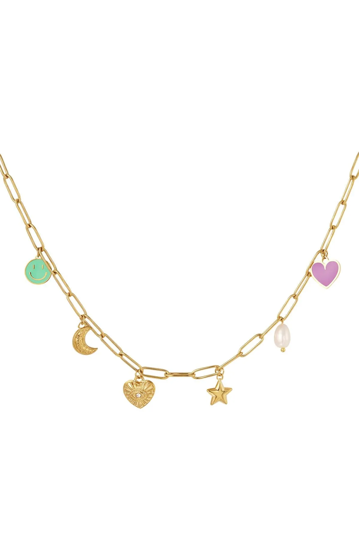 The Edit - Gold Tone 90's Charm Necklace