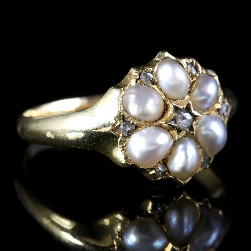 Victorian Pearl Diamond Ring Circa 1900