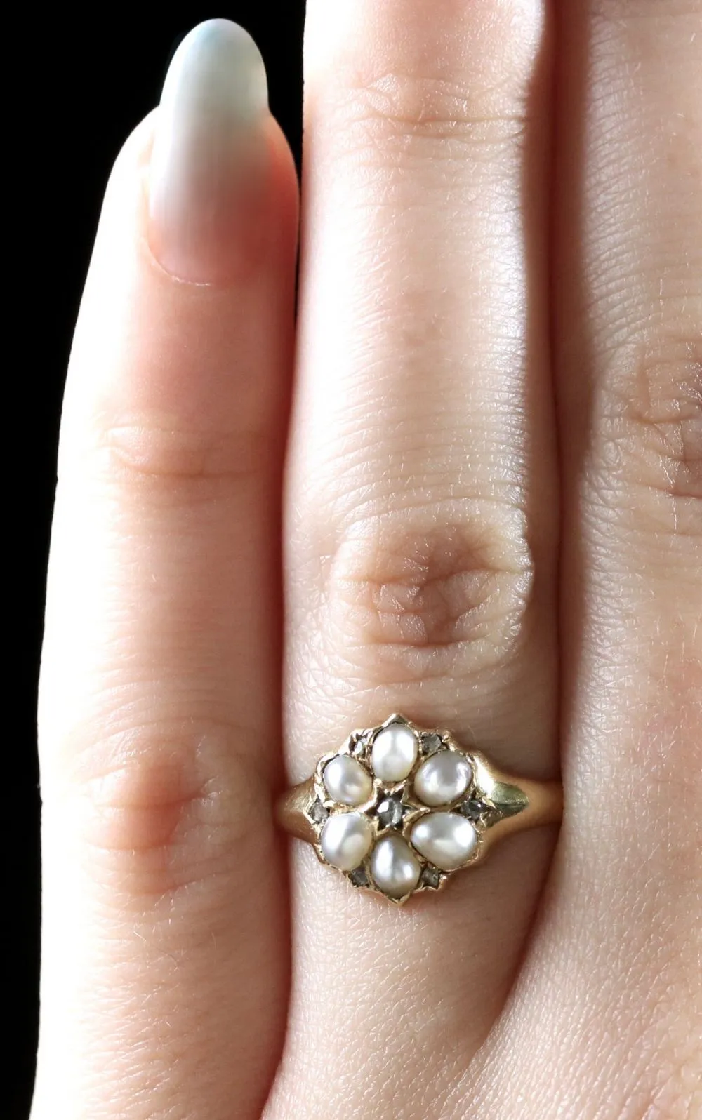 Victorian Pearl Diamond Ring Circa 1900