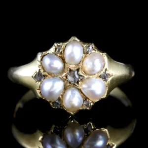 Victorian Pearl Diamond Ring Circa 1900