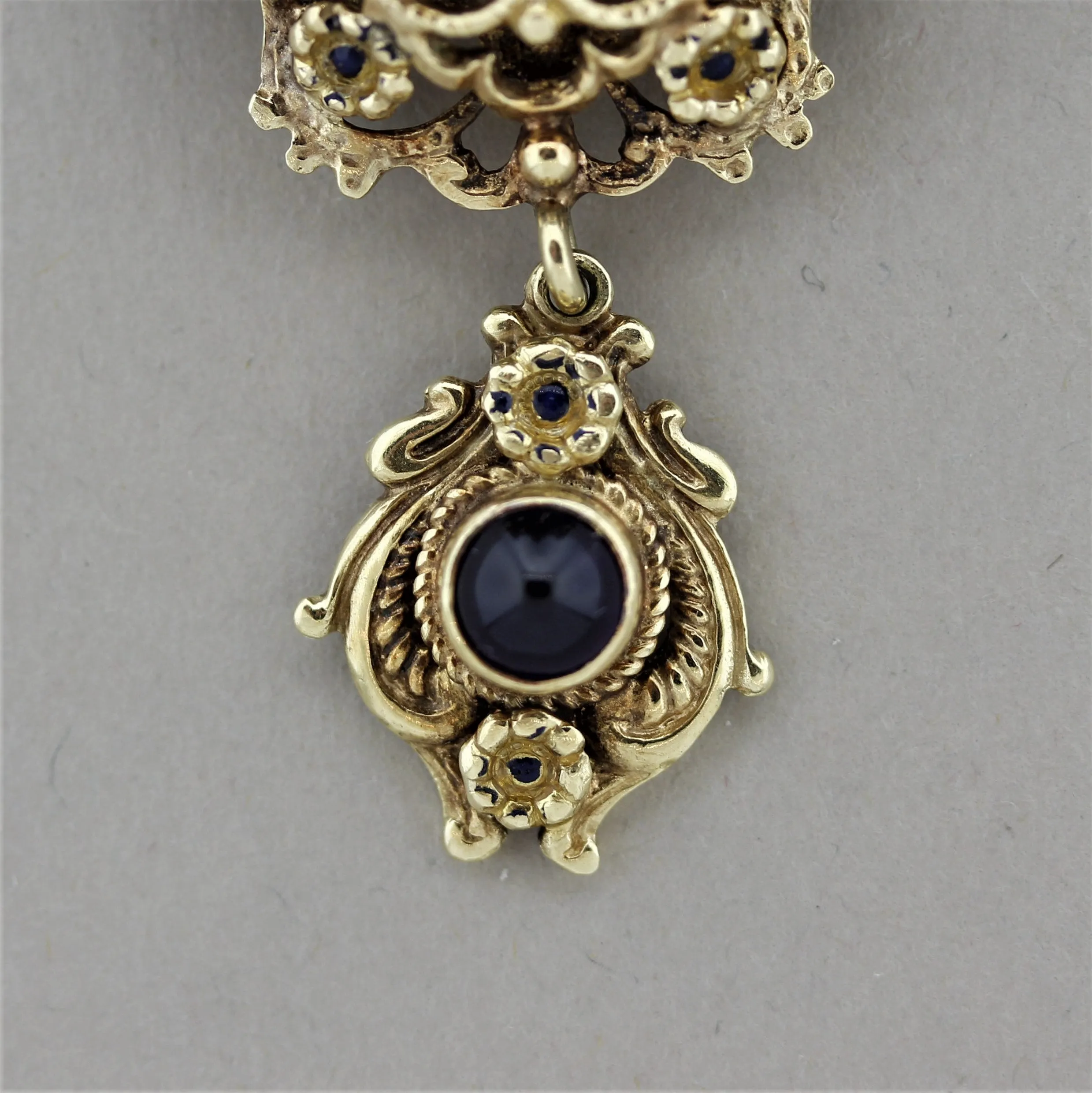 Vintage Antique-Style Amethyst Pearl Gold Drop Necklace