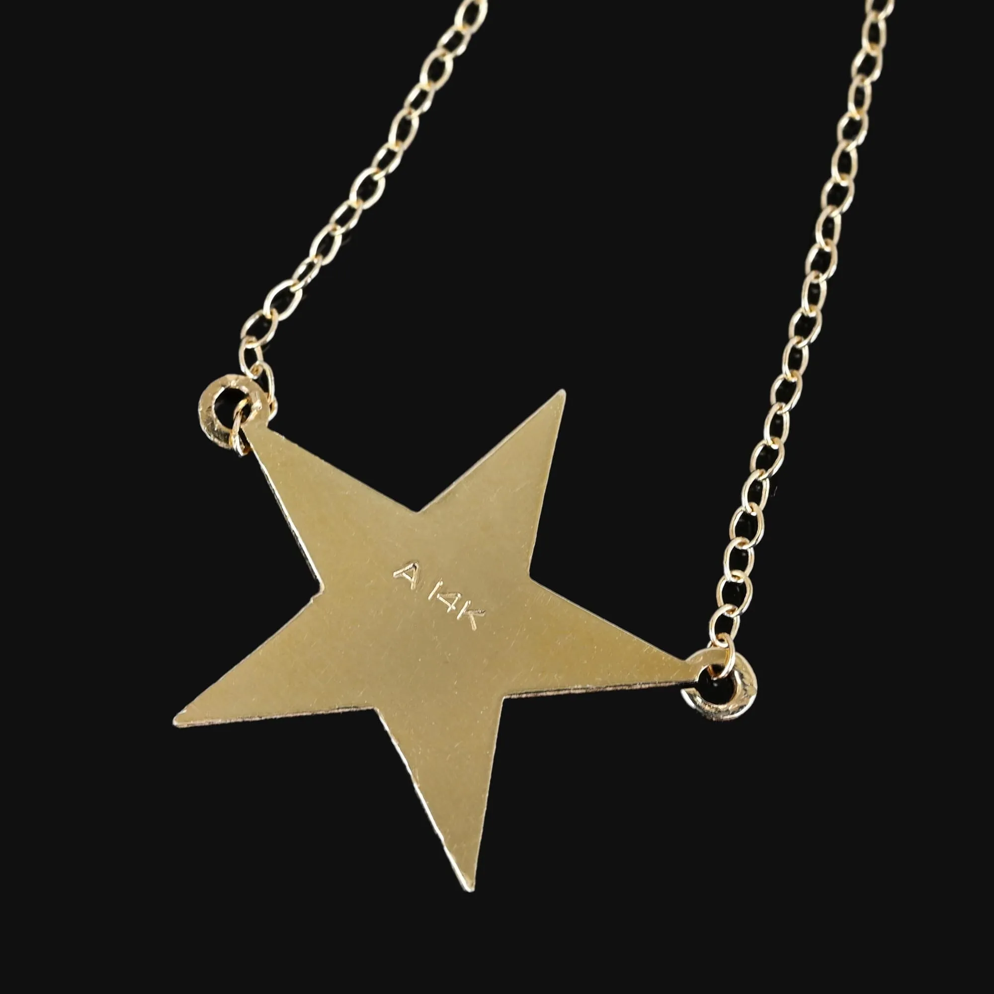 Vintage Contemporary 14K Gold Star Pendant Necklace