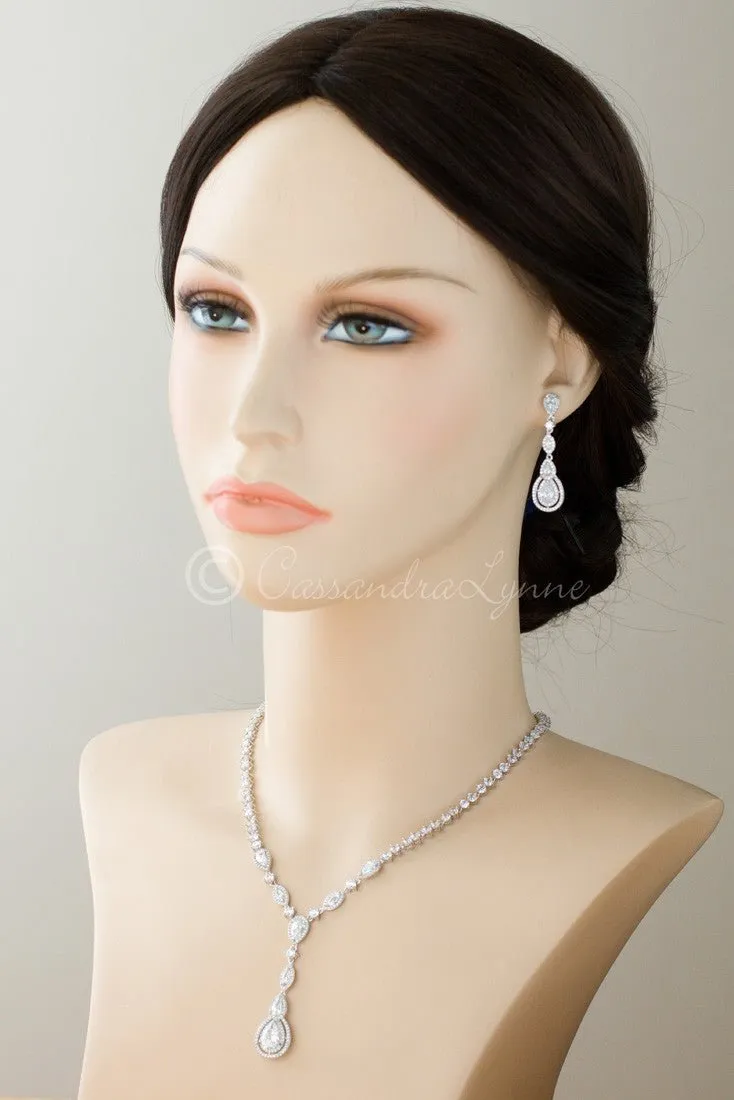 Vintage CZ Necklace and Earrings Set