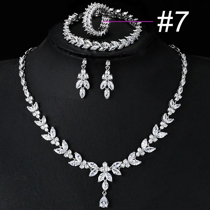 Wedding Jewelry Charm Large Water Drop Crystal Jewelry Set for Bridal