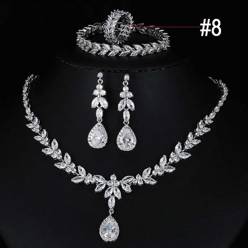 Wedding Jewelry Charm Large Water Drop Crystal Jewelry Set for Bridal