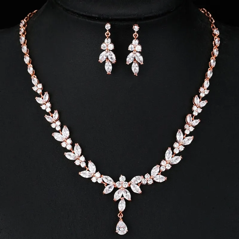 Wedding Jewelry Charm Large Water Drop Crystal Jewelry Set for Bridal