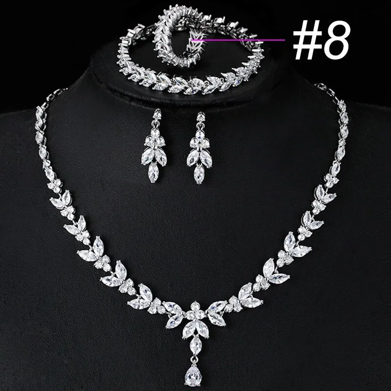 Wedding Jewelry Charm Large Water Drop Crystal Jewelry Set for Bridal