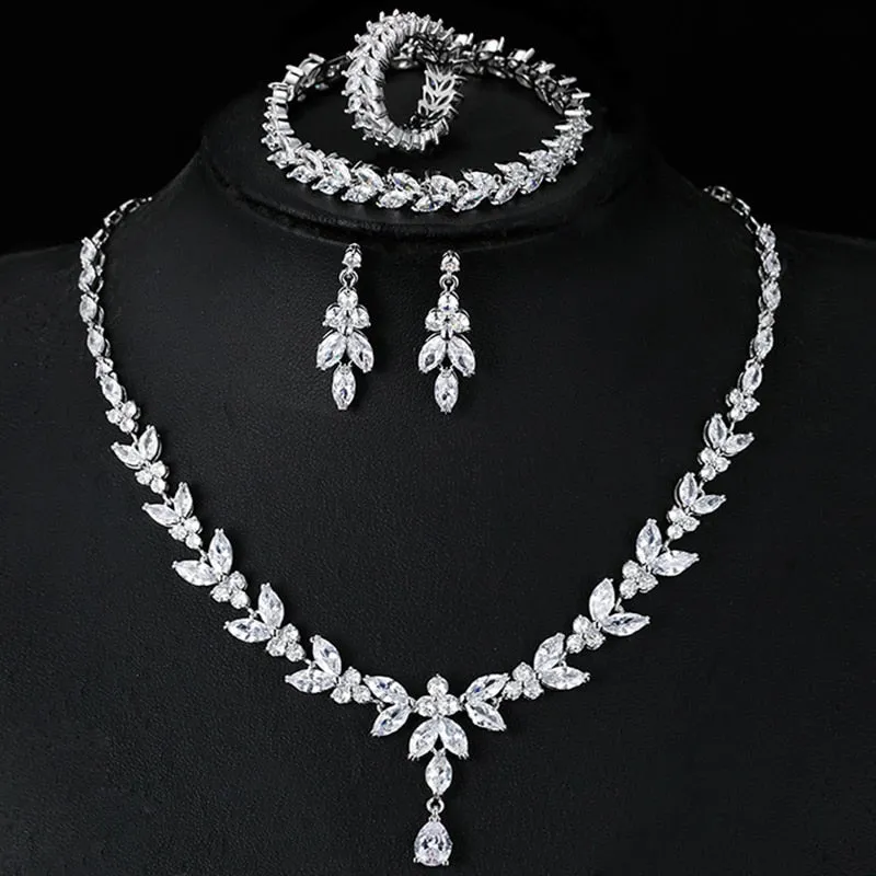 Wedding Jewelry Charm Large Water Drop Crystal Jewelry Set for Bridal