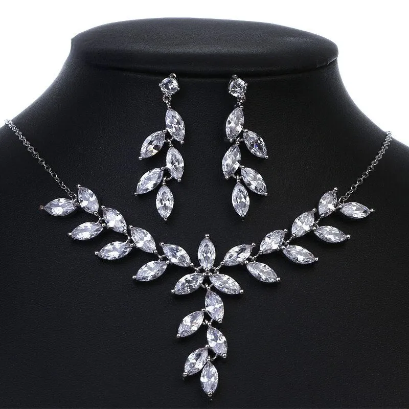 Wedding Jewelry Charm Large Water Drop Crystal Jewelry Set for Bridal