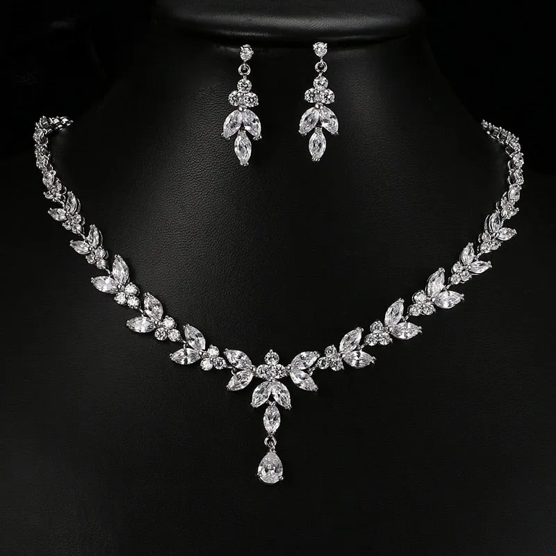 Wedding Jewelry Charm Large Water Drop Crystal Jewelry Set for Bridal