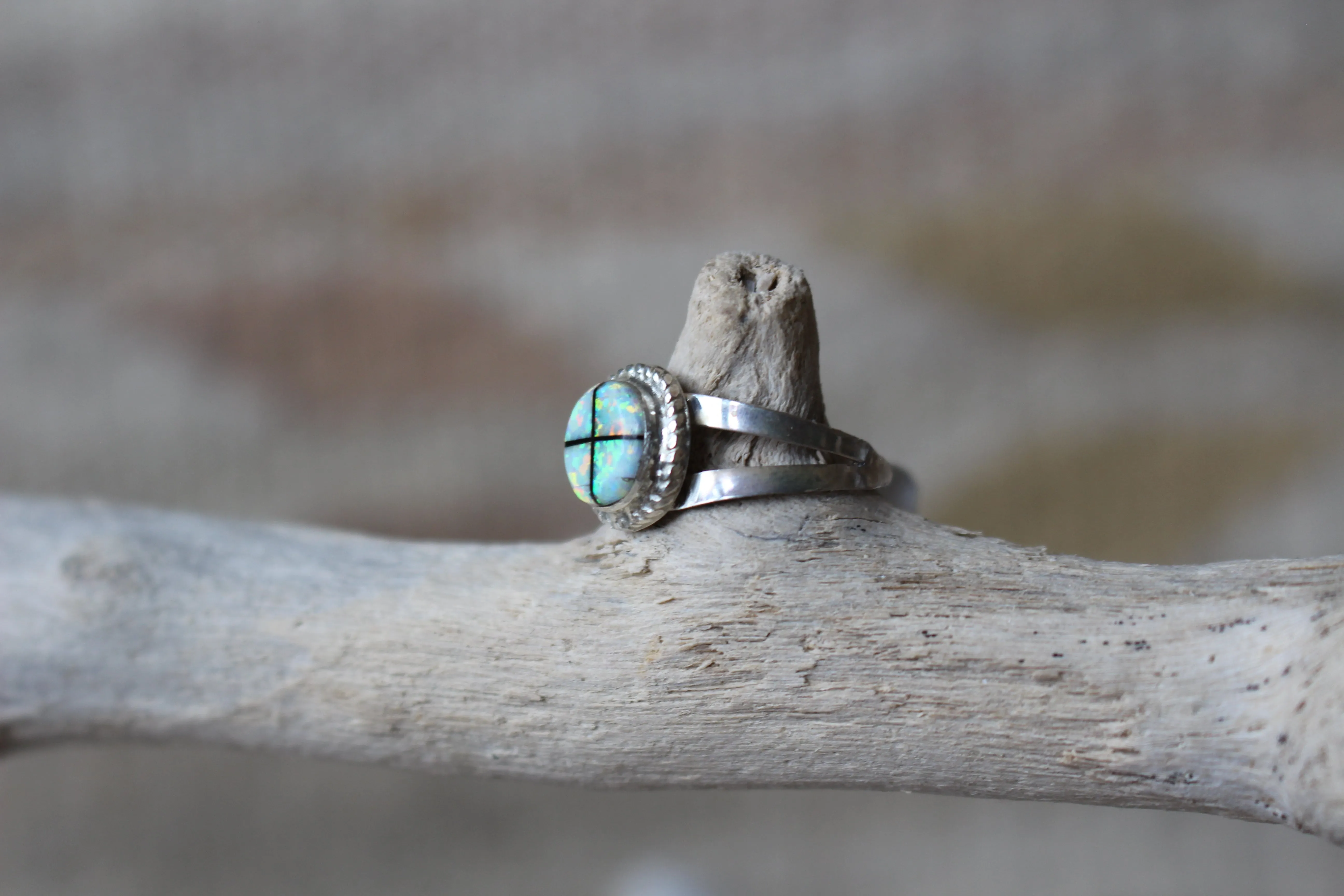 White Opal Cross Ring